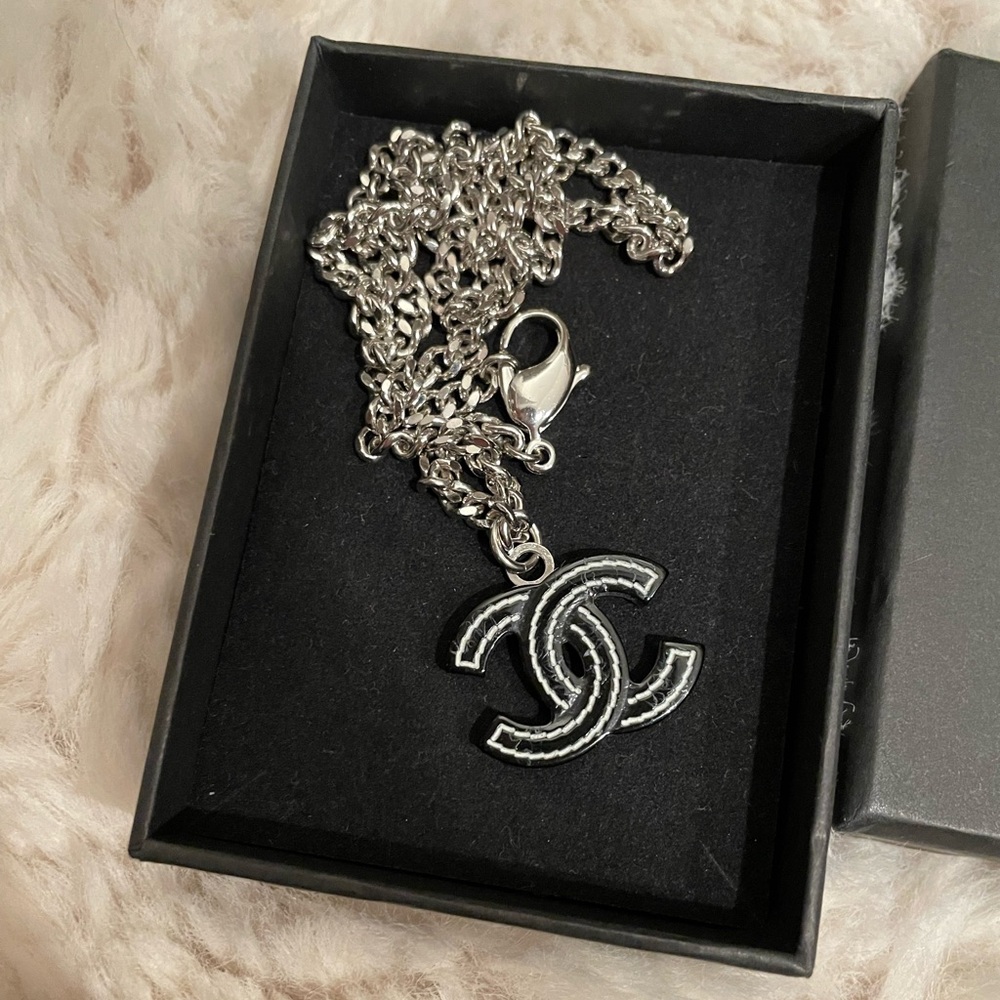 Chanel CC Black Resin Pendant with regular 17” chain